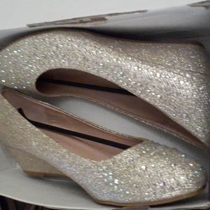Brand new Rhinestone low wedge shoes